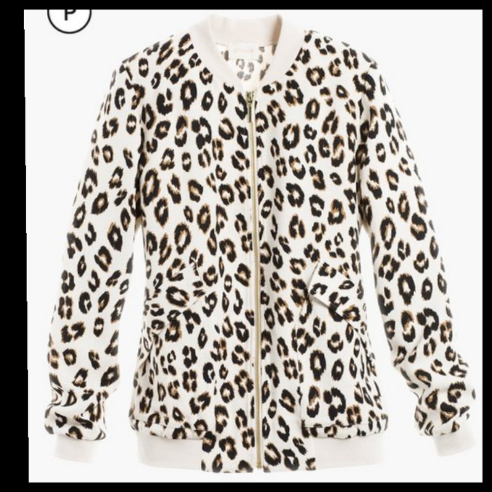 Chico's animal print full zip bomber jacket - Picture 3 of 7